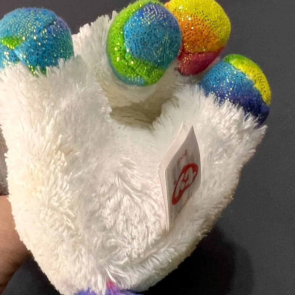 Ty Pixy Medium Unicorn Plush Kids White Rainbow‎ Excellent Glitter Eyes 36199